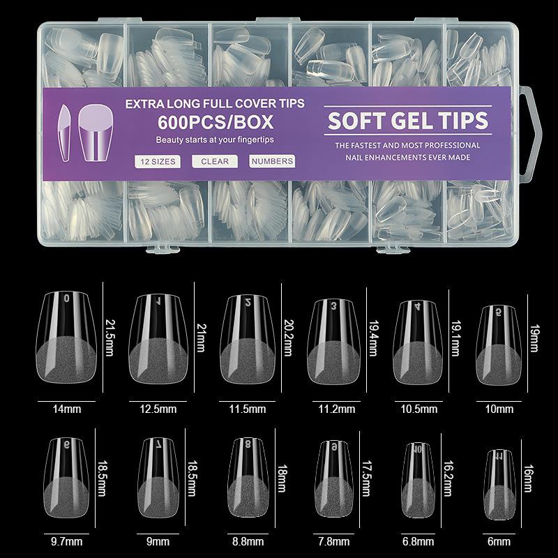 Full Cover Soft Gel Nail Tips, 240Pcs Clear Acrylic Fake Medium Almond Nails Press On for Nail Extensions DIY Manicure Nail Art Salon