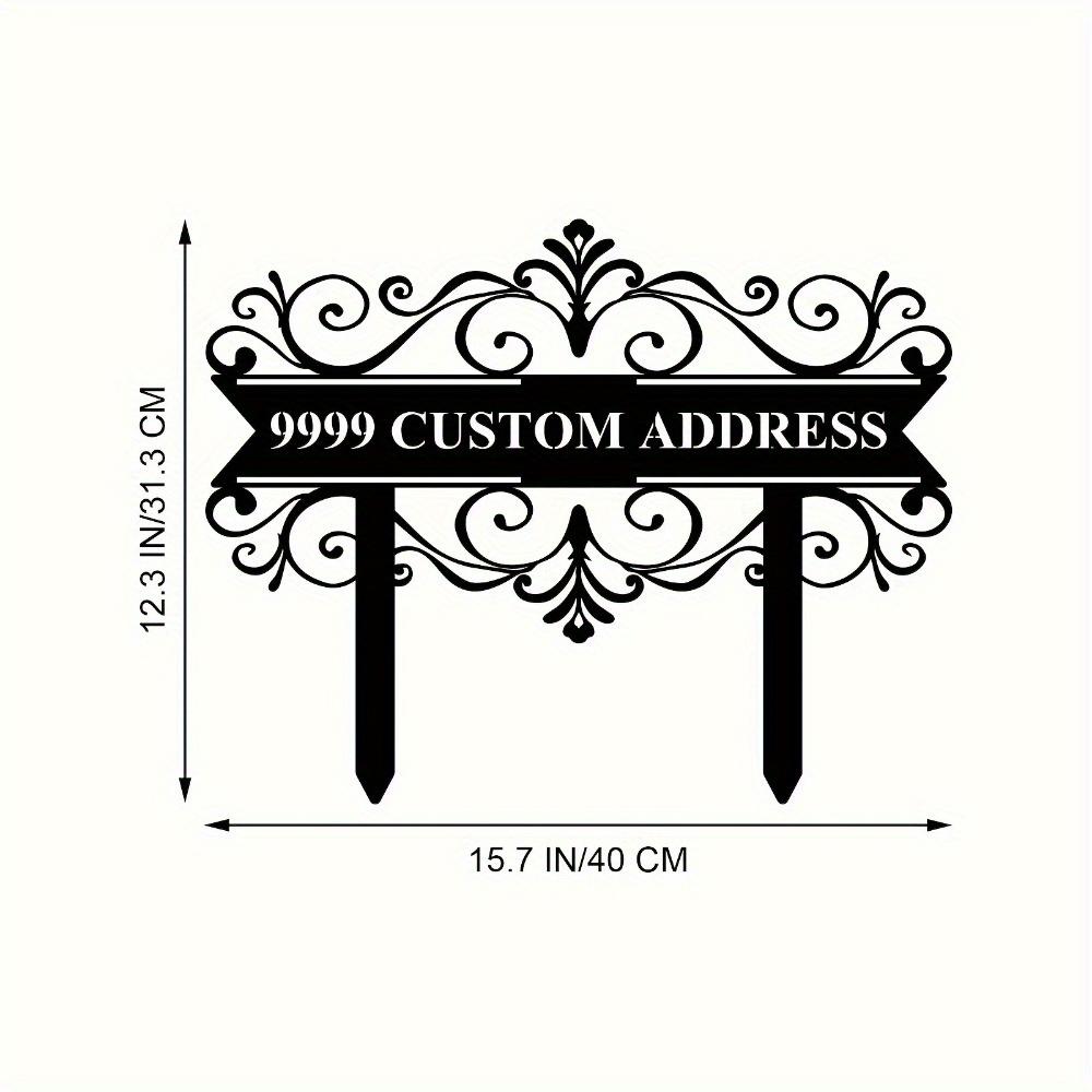 

Custom Metal Address Sign Black Street Number Plate Ornate Scroll Yard Decoration