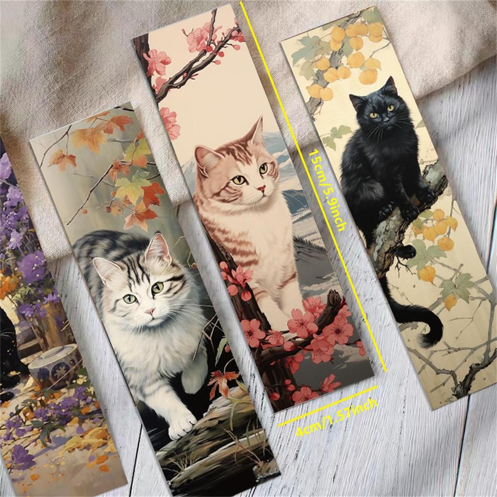 30pcs Cute Cat Bookmarks, Vintage & Artistic Paper Cards To Mark Reading Pages