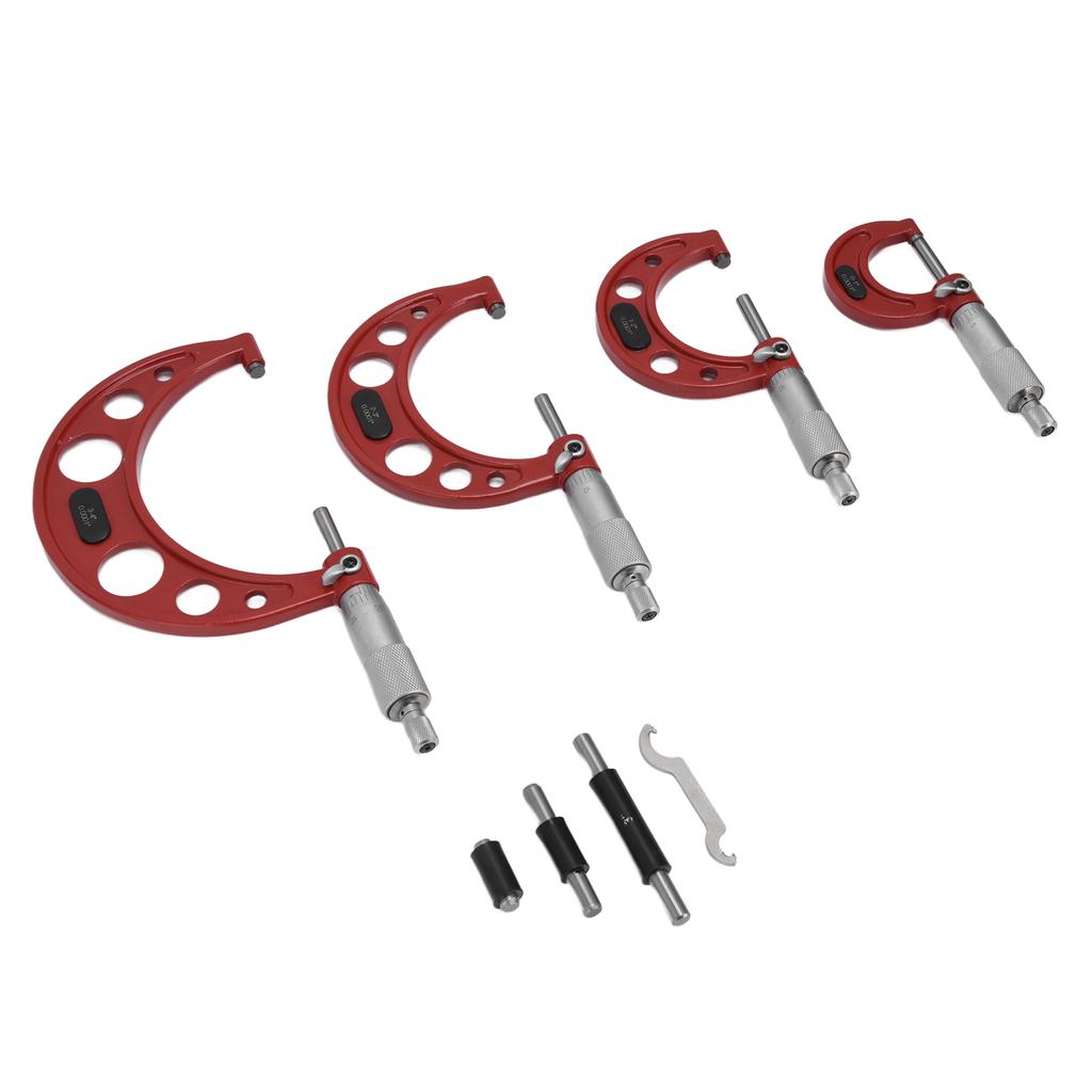 4Pcs Outside Micrometer 0.0001in Outsides Accuracy Machinist Tool for Measuring Diameter 0?4in
