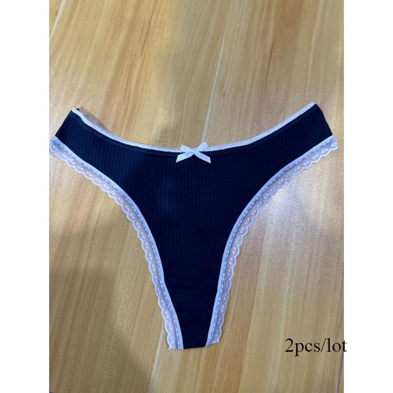 

2 шт./лот кружевное нижнее белье для девочек с бантом, модные сексуальные трусики-стринги XL сапфировый