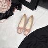 5 Cm Higher Bow Splicing Ballet Single Shoes Women's 2025 New Xiaoxiangfeng Square Head Flat Mary Jane Shoes
