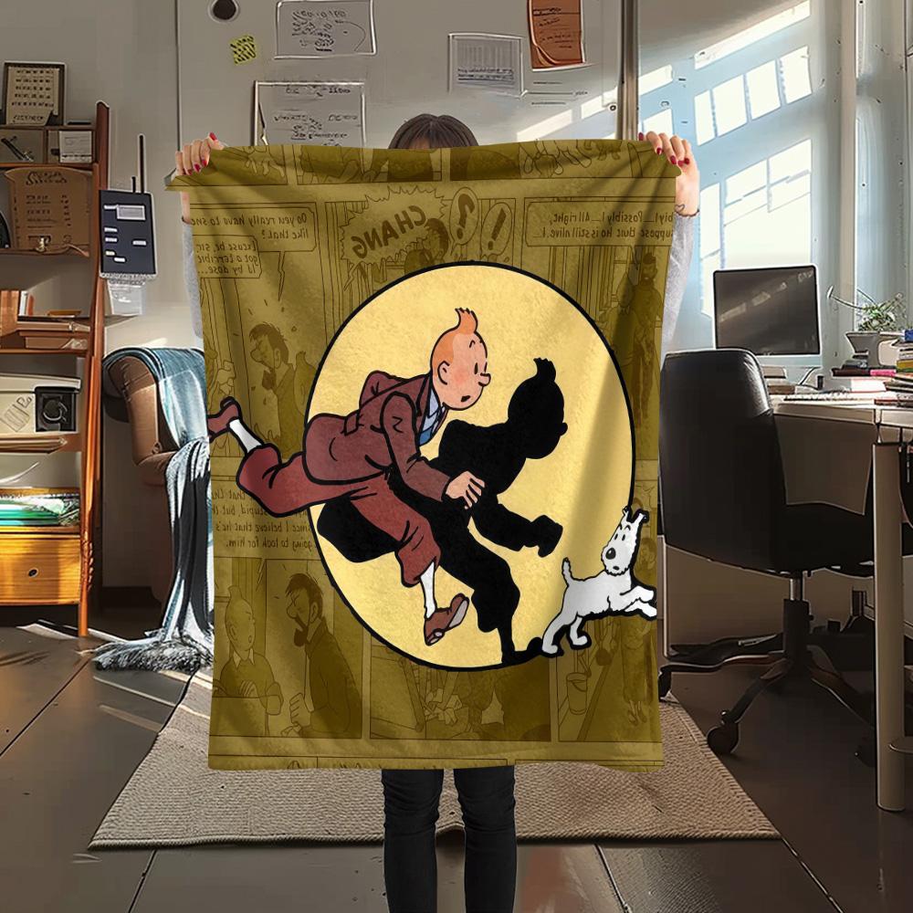 The Adventures of TintinFlannel Blanket, High quality Comfortable for All Seasons, Home Decor, Warmth and Comfort