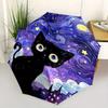 1pc Night Sky Black Cat Pattern Automatic Umbrella Is Fashionable and Good-Looking, a Portable 3-Fold Umbrella, Suitable for Travel and Dail