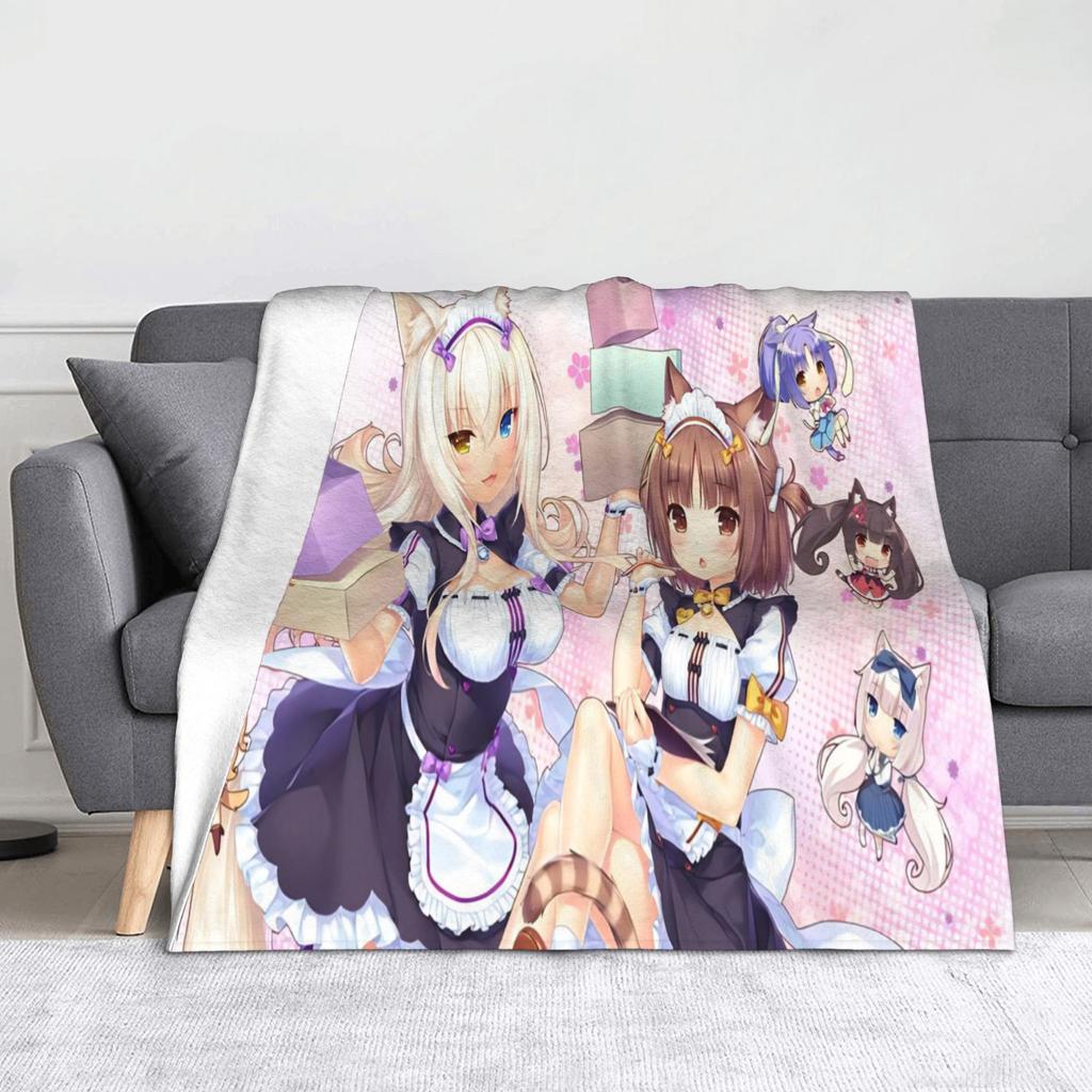 Anime Nekopara Cartoon Blanket Chocola Vanilla Maple Flannel Awesome Breathable Throw Blankets for Bedspread AutumnWinter