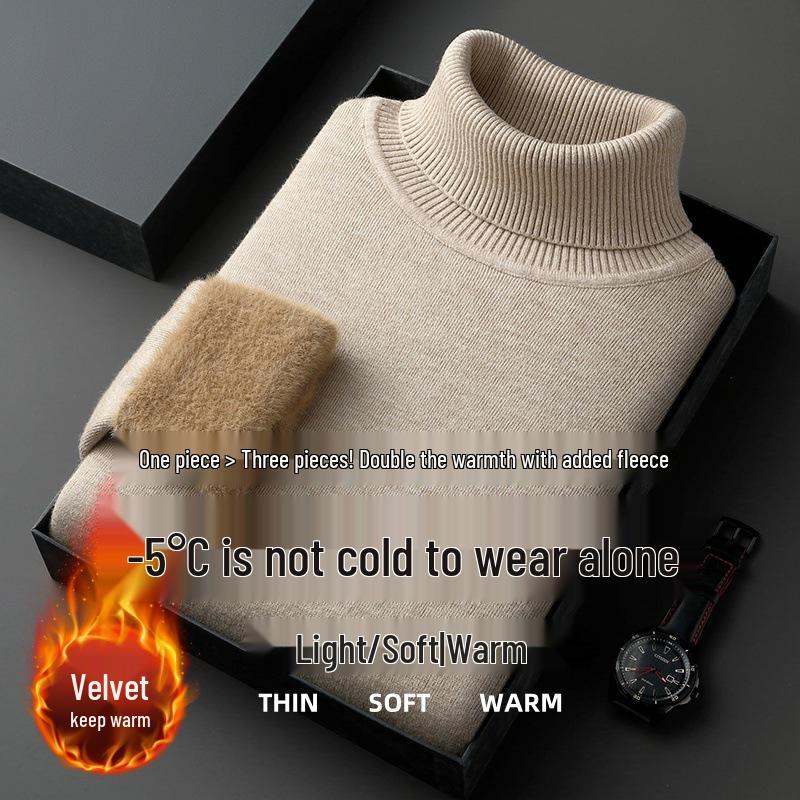 Autumn/Winter 2025 Men's High-Neck Wool Blend Plush-Lined Sweater