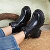 Petite Thick-Soled Women'S Autumn Winter New Chelsea Boots British Style Faux Leather Motorcycle Short Boots With Fleece