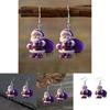 Holiday Purple Santa Acrylic Earrings With Vintage Style For Christmas Accessories