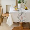 Cotton Linen Blend Tablecloth With Floral Embroidery Small Fresh Style Rectangular Dining Table Cover Anti-Slip Heat Resistant