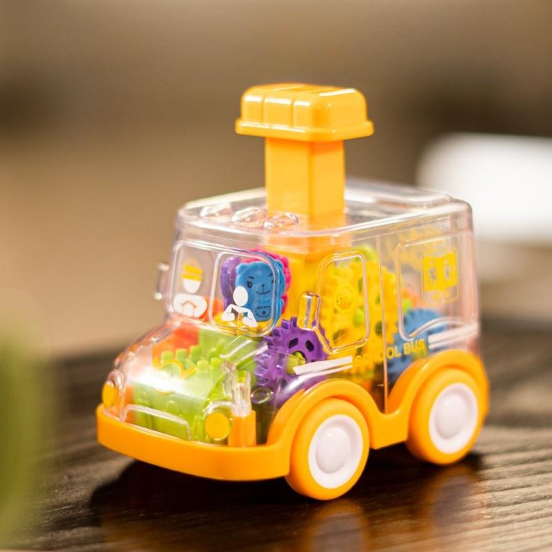 Plastic Inertia Gear Car Toy For Kids With Press Button And Visual Development
