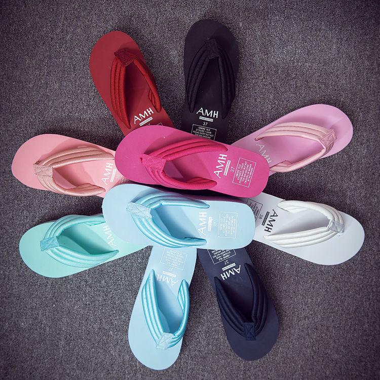 2019 Summer Korean Style Women's Wedge Heel Non-Slip Beach Flip Flops