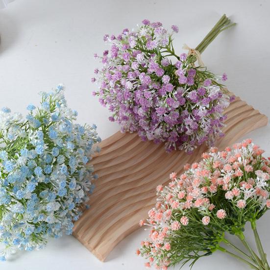 7 Bundles Baby's Breath Artificial Flower Faux Silk Gypsophila Flower Bouquet for Wedding