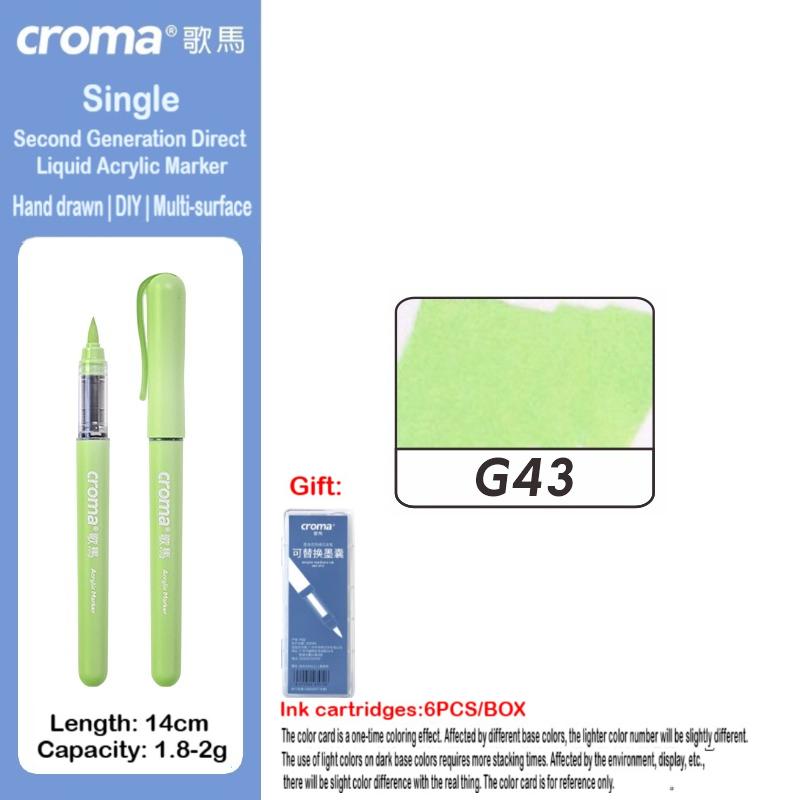 Croma 160/1 Farben Nachfüllbares Direktflüssig-Acrylmarker-Set mit Weicher Spitze, Waschbarer Aquarellpinsel Schulausstattung