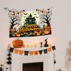 Easy Apply Halloween Decals Happy Wall Stickers, Moonlit Castle Pumpkin Clings, Waterproof Retro Stickers Haunted House for Home Living Room