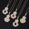 Fashionable Retro Color Treasure Necklace Gourd Pendant Inlaid With Zircon Emerald Collarbone Chain Women's Jewelry High-end