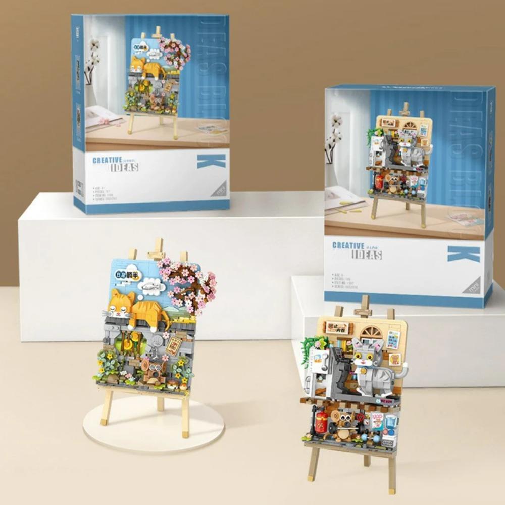 Animal Building Blocks Creative Cute Kitten 3D Painting Ornaments Children's Assembly Toys Boys Girls Gifts