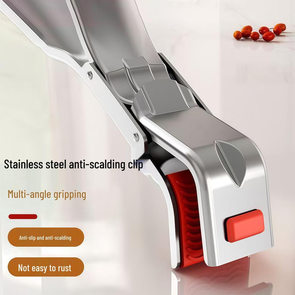 Anti-Scald Stainless Steel Silicone Non-Slip Bowl and Dish Clip for Kitchen and Microwave Use