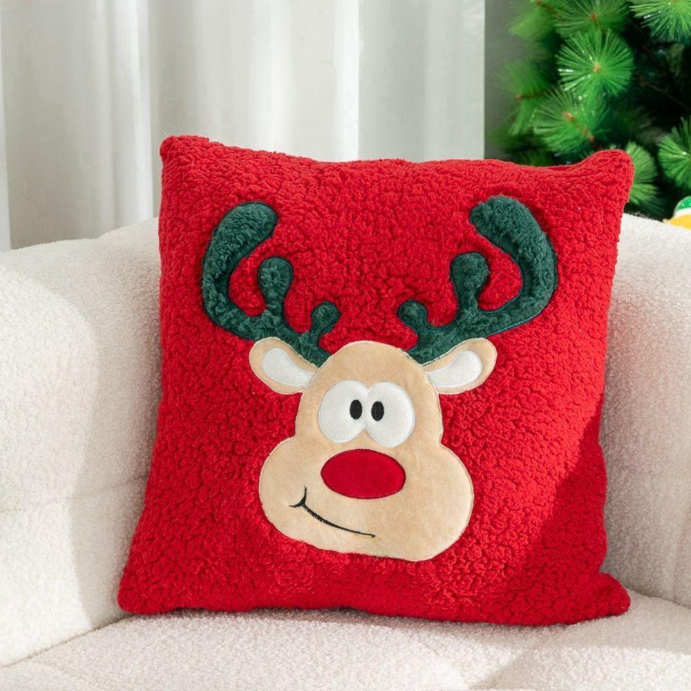 Soft Christmas Pillowcase Square Cushion Cover Warm Throw Pillowcover  Sofa/Bed