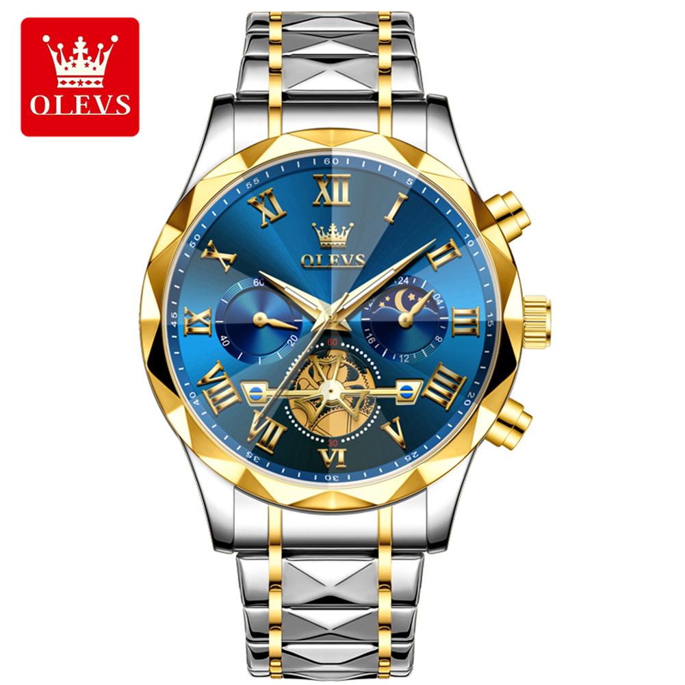 OLEVS 2709  Luxury  Hollow Skeleton Bands Best-selling Styles Oem Custom Logo Stainless Steel Chronograph Quartz Watch for Man