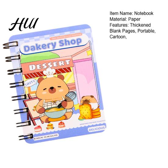 Eye-catching Stationery 2Pcs Capybara Mini Spiral Notebooks A7 3.2 x 4.1 Inch 80 Notebook Blank Pages Journal Portable Cute Memo Pads for School Kids