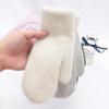 1Pair Cute Winter Double-layer Rabbit Hair Gloves Female Plush Solid Color All Fingers Women Girls Soft Thicken Warm Mittens