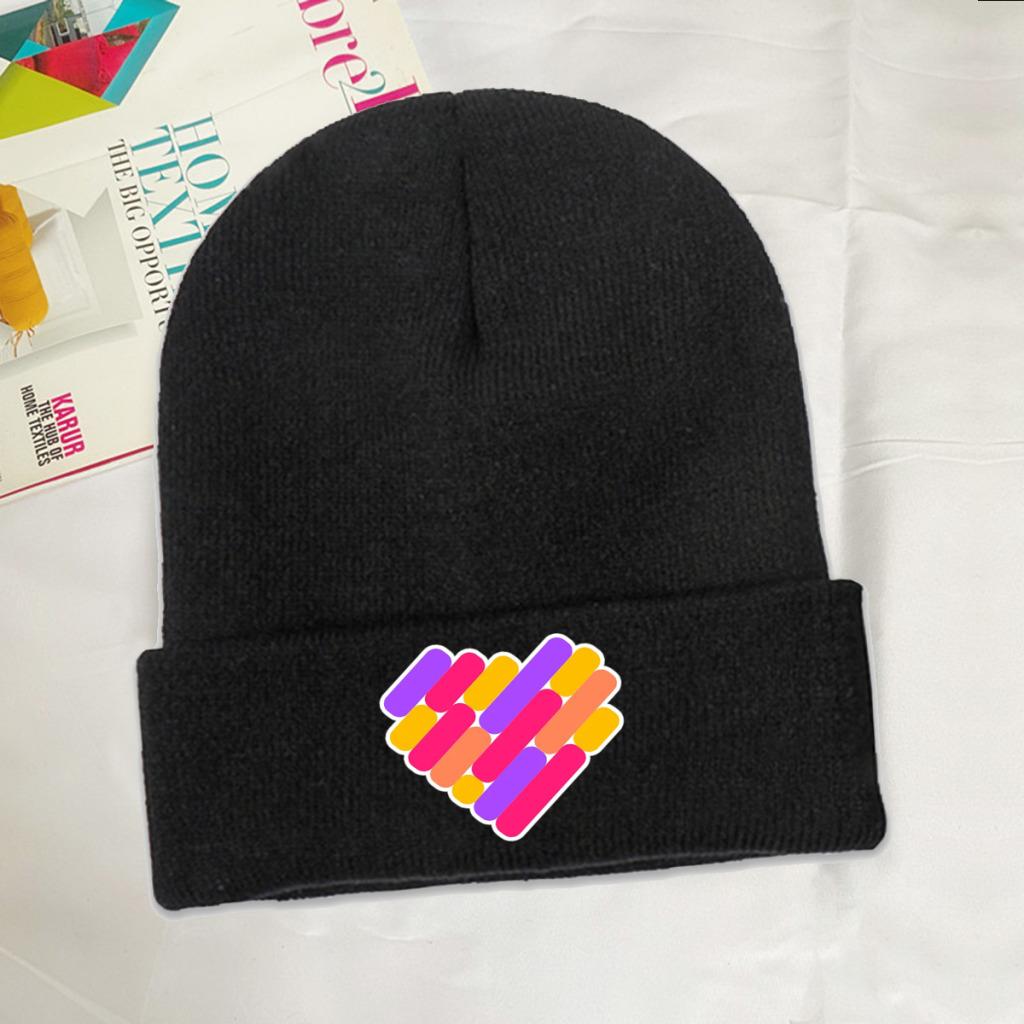 Logotipo do aplicativo Likee Likee Heart Rainbow Graffiti Chapéu de malha Gorros Outono Inverno Chapéus Quentes Moda Unissex Boné para Mulheres Unissex