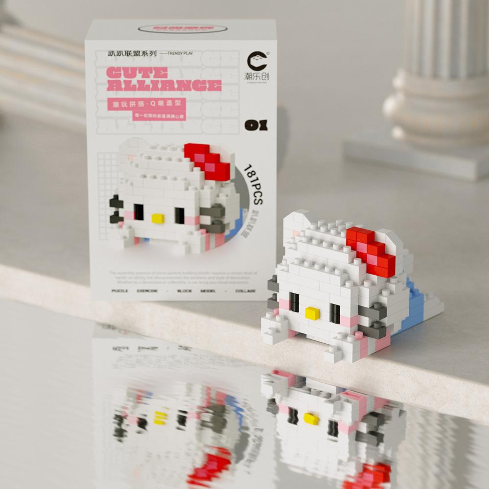 Süßer Mini auf der Vorderseite liegend Disney Mickey Bausteine Batman Kleiner Panda Stein 3D Süße Kuromi Sanrio Modell Spielzeug Für Kinder Geschenk