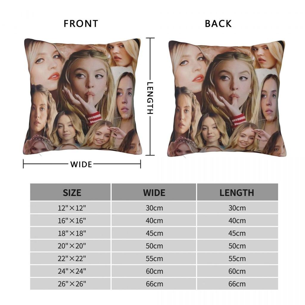 Sydney Sweeney American Actress Photo Pillow Cover Cushion Cover Square Pillow Case Pillowcases For Sofa Bedroom Home Decor