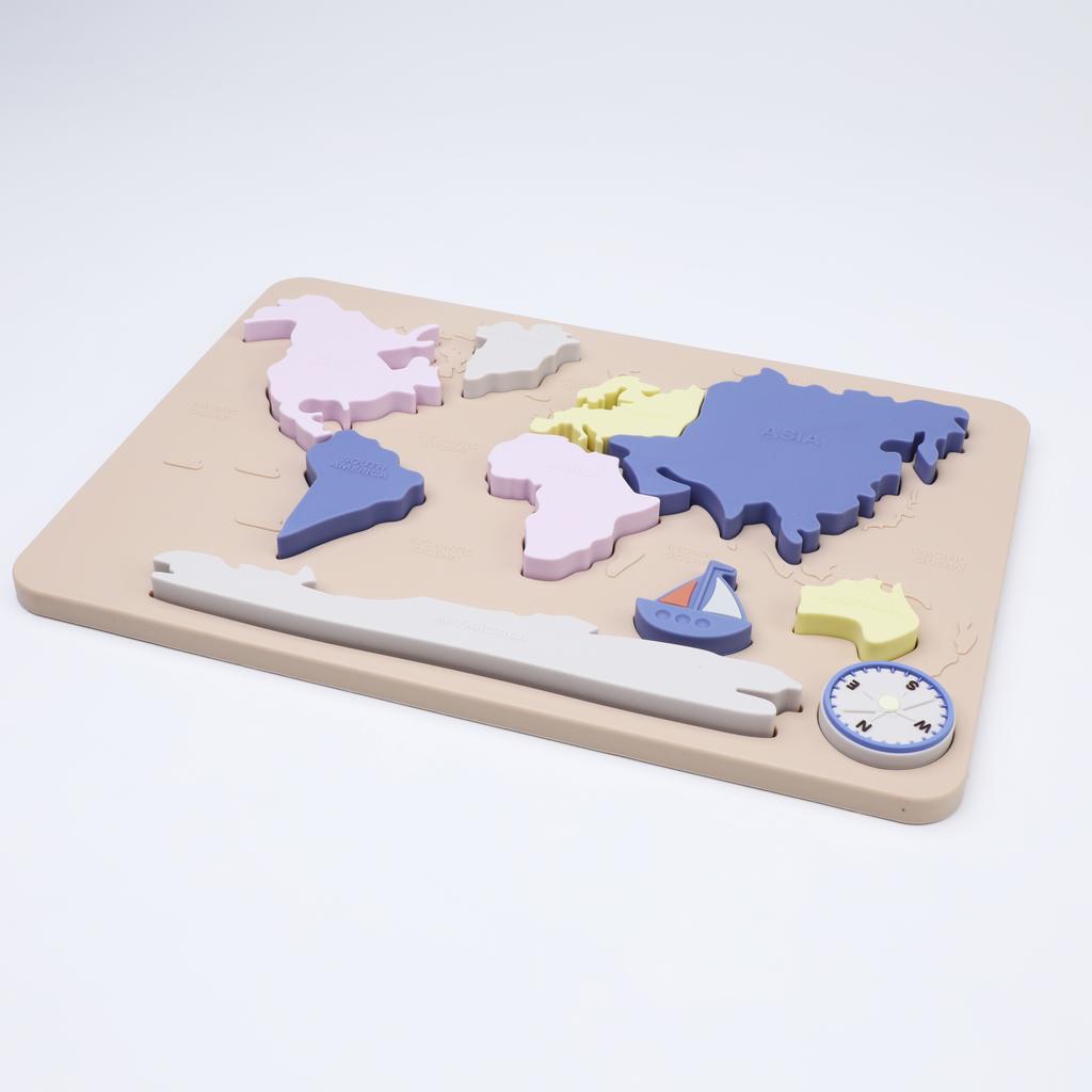 Non-Toxic Baby Montessori Learning Educational Math Toy World Map Puzzle Toys Matching Toy Soft Silicone Toy For Kids Children Accessories