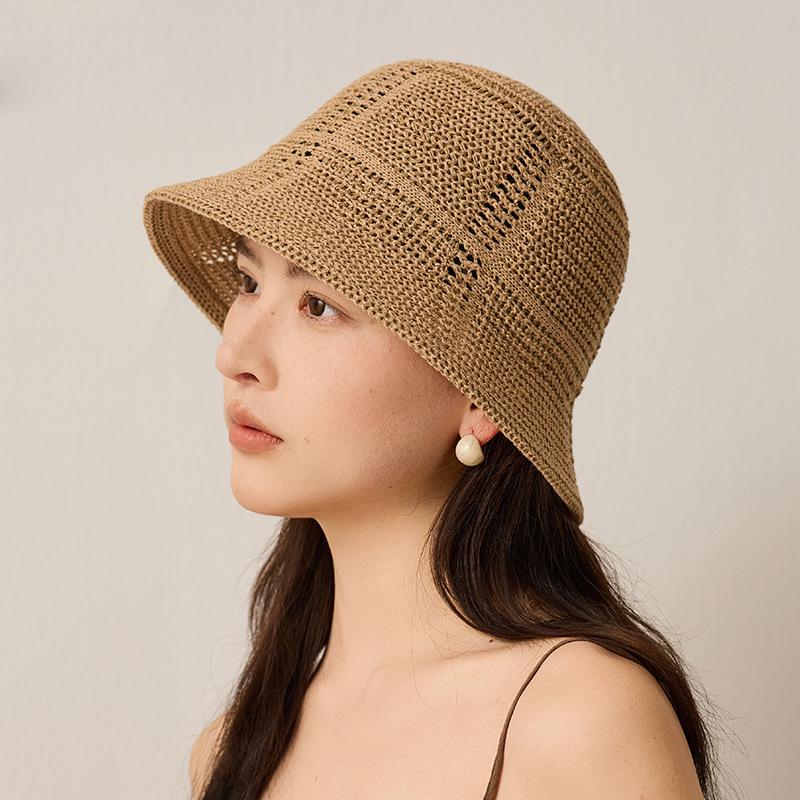 Fisherman Hat Women's Spring Summer Sunshade Hat Cross-Grain Hollow Breathable Sunscreen Hat