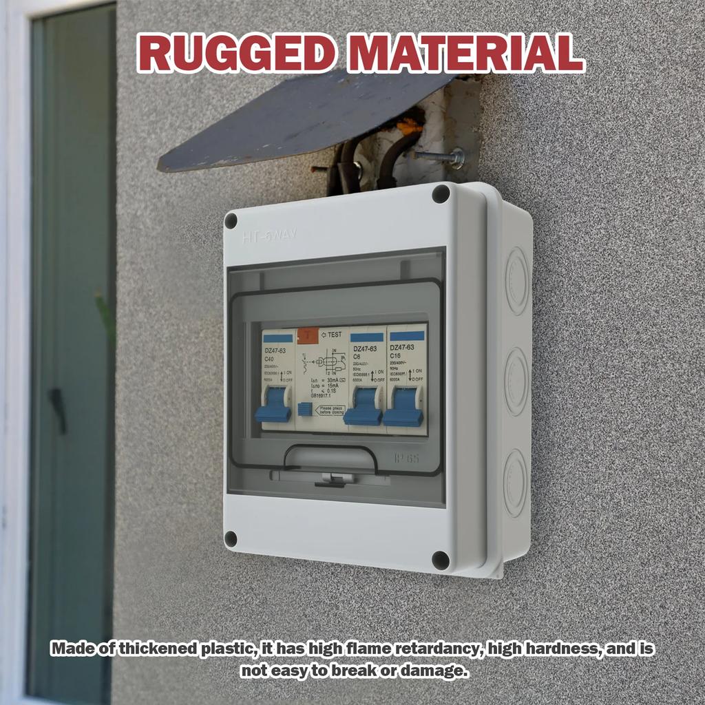 2 Way Consumer Unit Circuit Breaker Garage Consumer Unit Circuit Breaker Panel IP65 Anti-Leakage Fuse Box for Caravans Garages