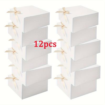 12pcs Gift Boxes for Wedding, Large Kraft Paper Gift Boxes for Bridesmaid, Black Gift Boxes with Ribbon for Jewelry, Birthday Present Boxes
