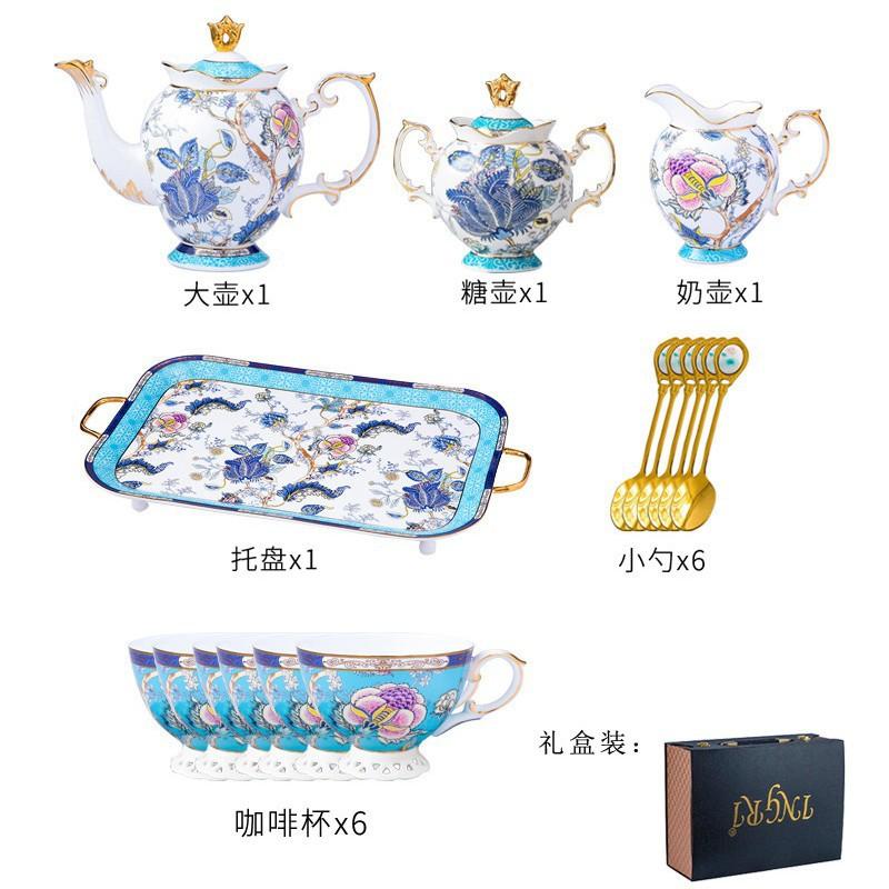 Bone China Water Set Gift Box Light Luxury Coffee Cup Saucer Afternoon Tea Set Household English Flower Tea High-End Exquisite Gift