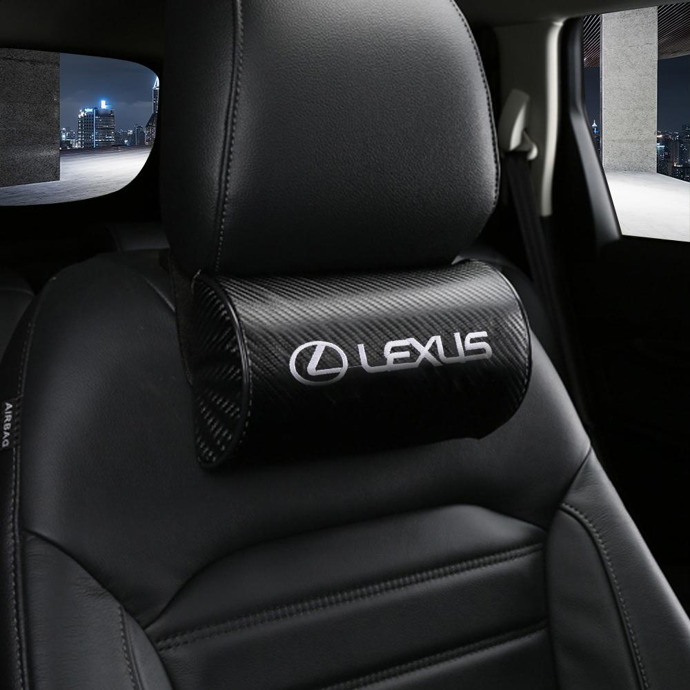Interior Stickers 1/2Pcs Car Seat Headrest Leather Emblem Pillow Head Interior Accessories For Lexus LS IS350 ES300h ES300 IS250