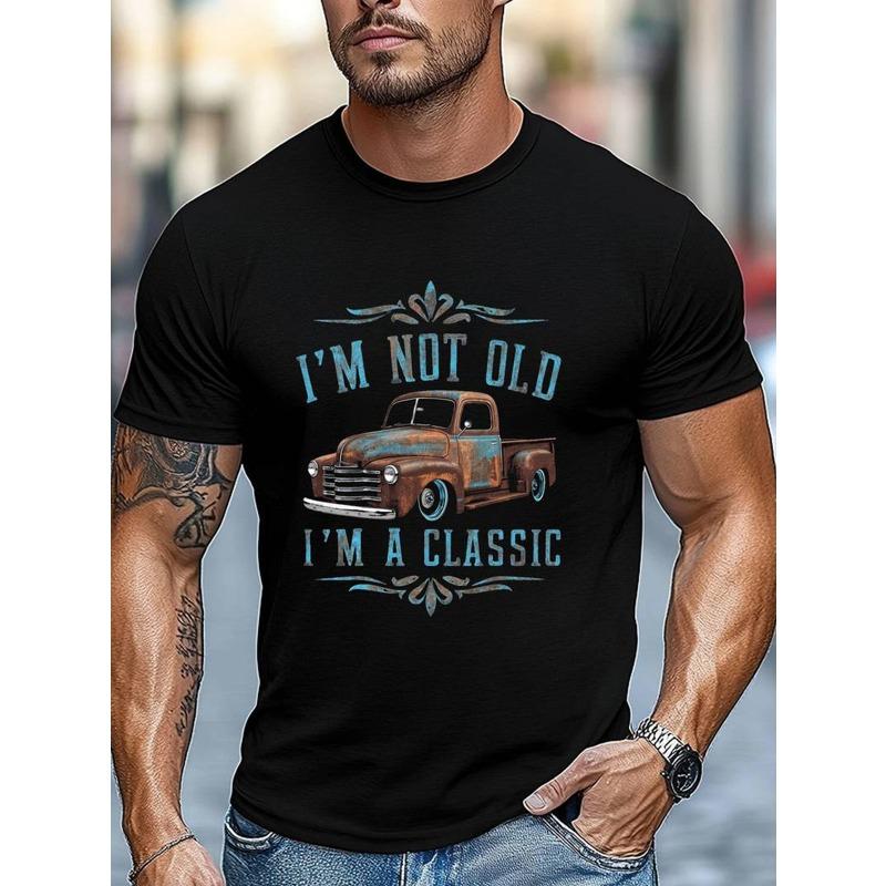 

Men S Vintage Truck Graphic T-Shirt - I M Not Old I M a Classic Retro Saying - Crewneck Tee for Casual Casual Attire - Classic Car Enthusiast Appare 4XL