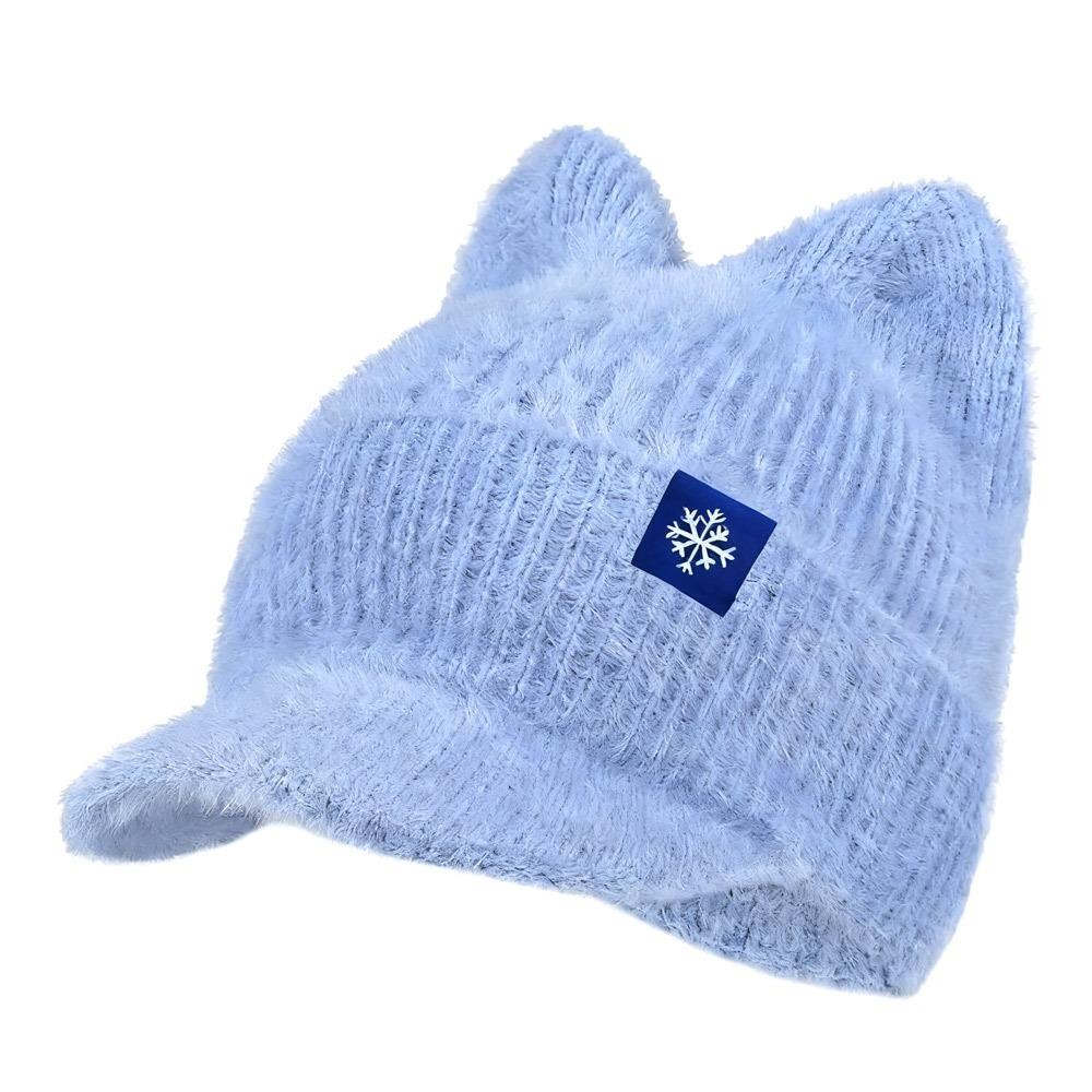 Trendy Candy Colors Winter Hat Cat Ear Shape Warm Faux Fur Hat Soft Cat Ear Beanie Winter Season