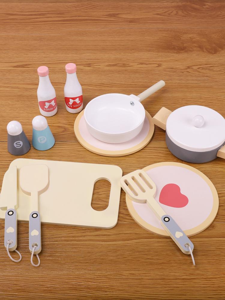 Children's Nordic Style Wooden Play Kitchen Set with Fridge and Oven