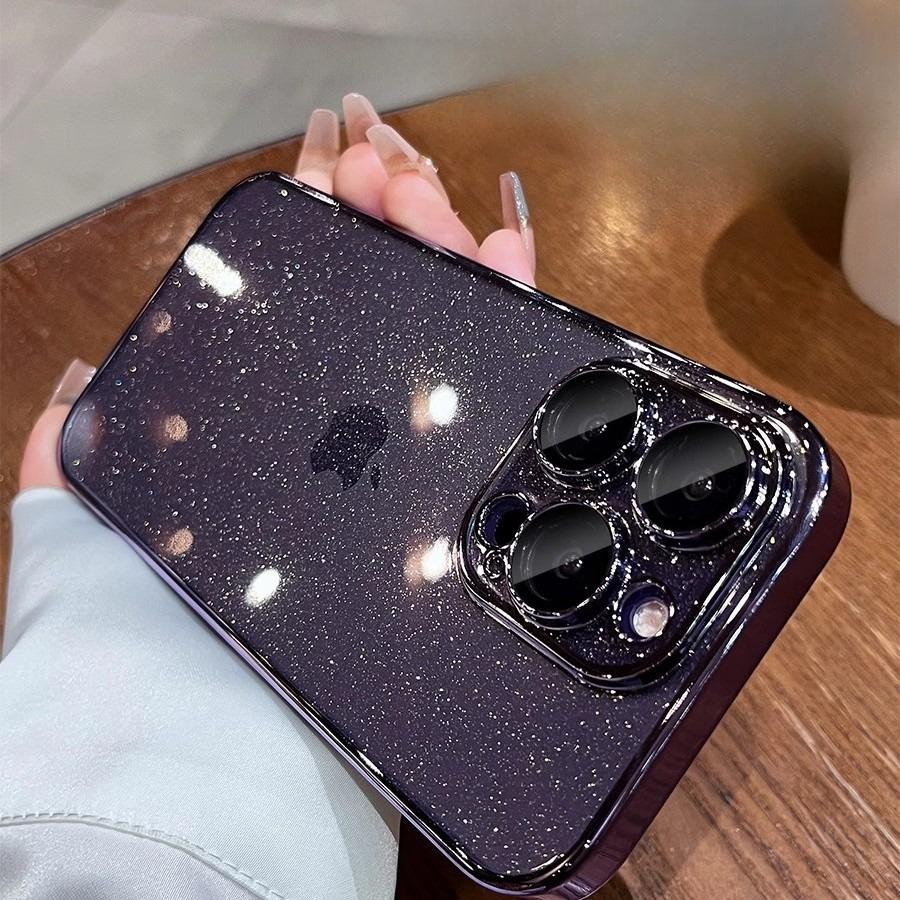 Starry Sky Glitter Applicable To Apple 17 Promax Mobile Case Electroplating IPhone 15 Transparent with Lens Film Protection Case
