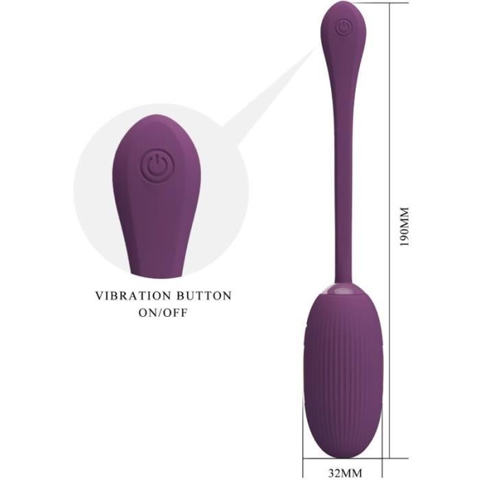 Œuf vibrant - PRETTY LOVE - DOREEN - Rechargeable - Silicone violet - 12 fonctions de vibration