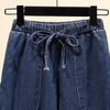 Pantaloni a nove punti taglie forti, Jeans a gamba larga, Jeans da donna a vita alta a gamba dritta