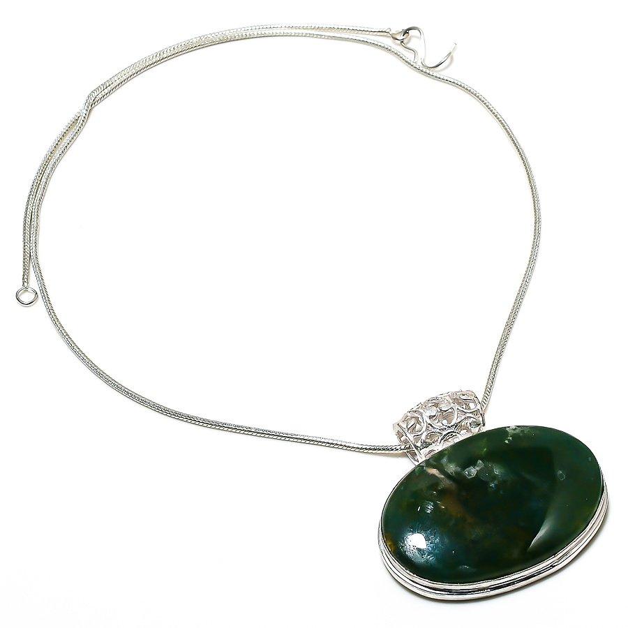 

Indian Moss Agate Gemstone Handmade Ethnic Jewelry Pendant 1.58 SR-5442