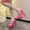 Fashion Aphixta Super High Heels 16.5cm Chunky Heels 5.5cm Platform Pumps Double Color Blocking Women Party Dance Pumps