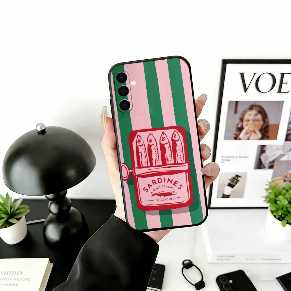S-Sardines F-Fish Art Phone Case For Samsung Galaxy A73,A72,A71,A70,A53,A52,A51,Others Soft Black Cover