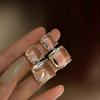 Crystal Transparent Glass Square Earrings for Women Geometric Dangle Earrings 2025 New Trendy Party Ear  Girls Gifts