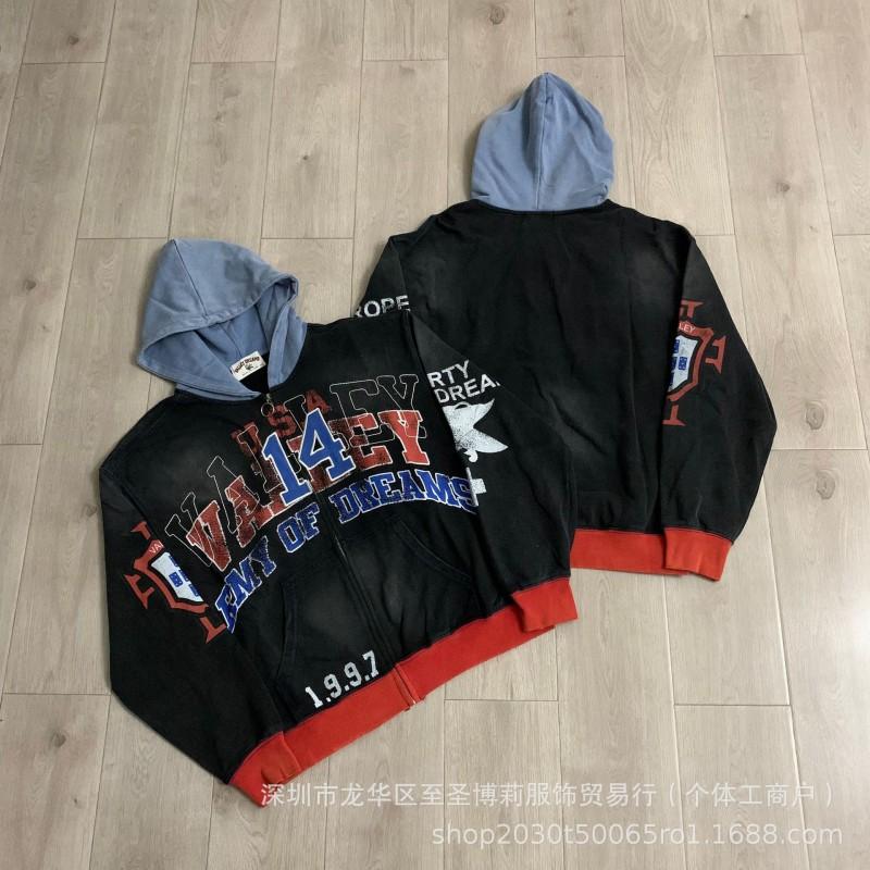 Americká Vintage Volná Mikina s Výšivkou a Kalhoty Širokého Střihu Set Pro Dospívající Ležérní Streetwear
