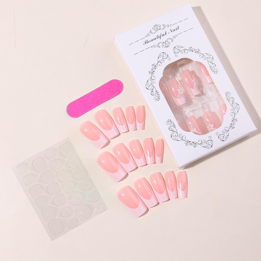 

Новые носимые европейские и американские однотонные цветочные ногти - простые удлиненные накладные ногти