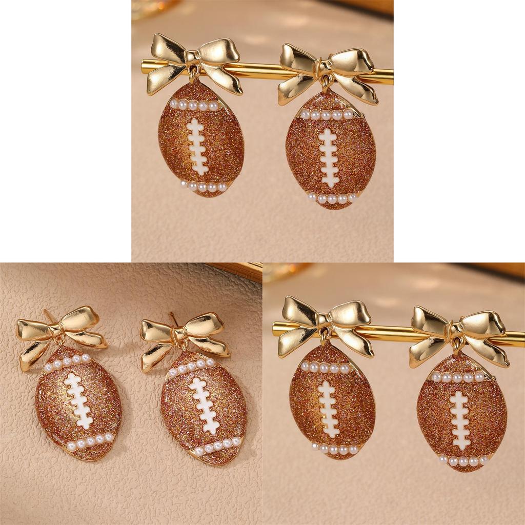Super Bowl Football Ohrringe für Damen aus Zinklegierung Handwerk Stilvolles Feder Schmuckaccessoire