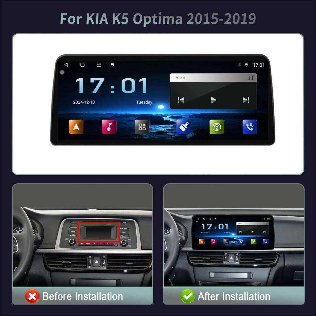 12,3 Zoll Android 14 Für KIA K5 Optima 2015 2016 2017 2018 2019 Autoradio Multimedia Navigation GPS Carplay Stereo Touchscreen
