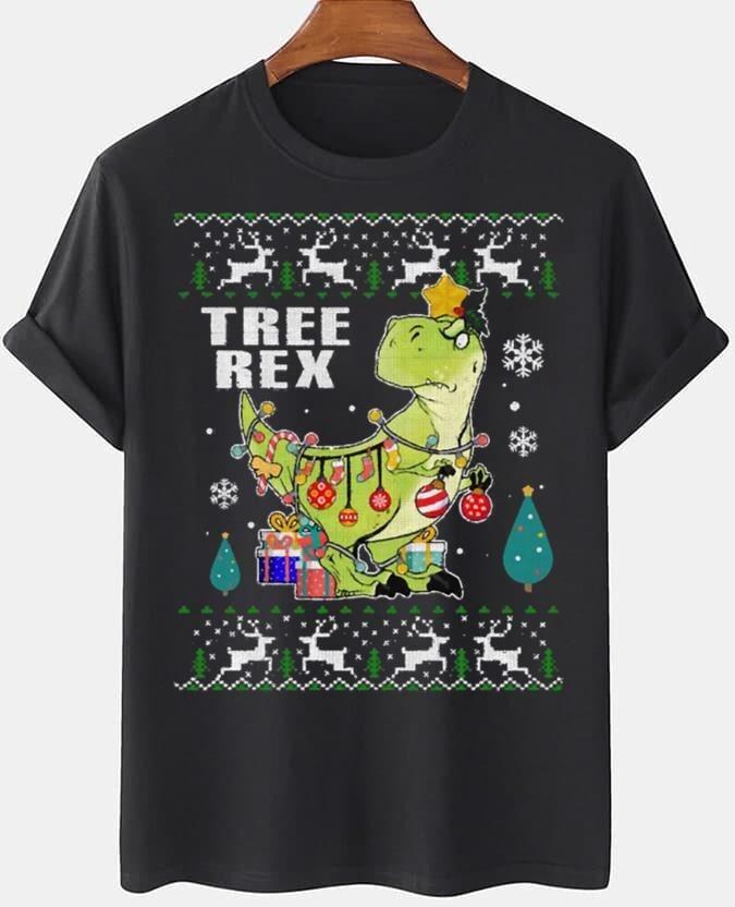 Tree Rex T-Shirt T-Rex Dinosaur Christmas Unisex T-Shirt XXXL