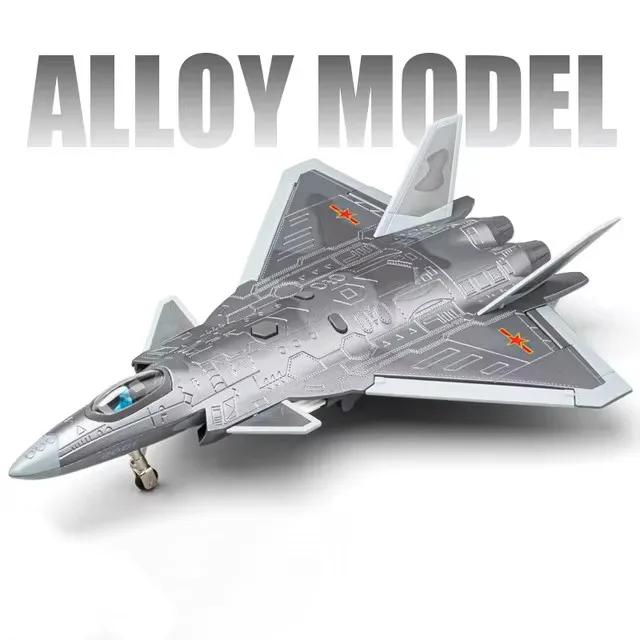 1:84er Maßstab J-20 Stealth-Jäger Modell Spielzeug Druckguss Metall Militärflugzeug Modelle Lichtmusik Flugzeug Spielzeug Jungen Feiertagsgeschenke